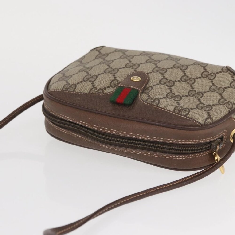 Authentic GUCCI GG Supreme Web Sherry Line Bag PVC Beige Gold 156 02 066 - Picture 13 of 16